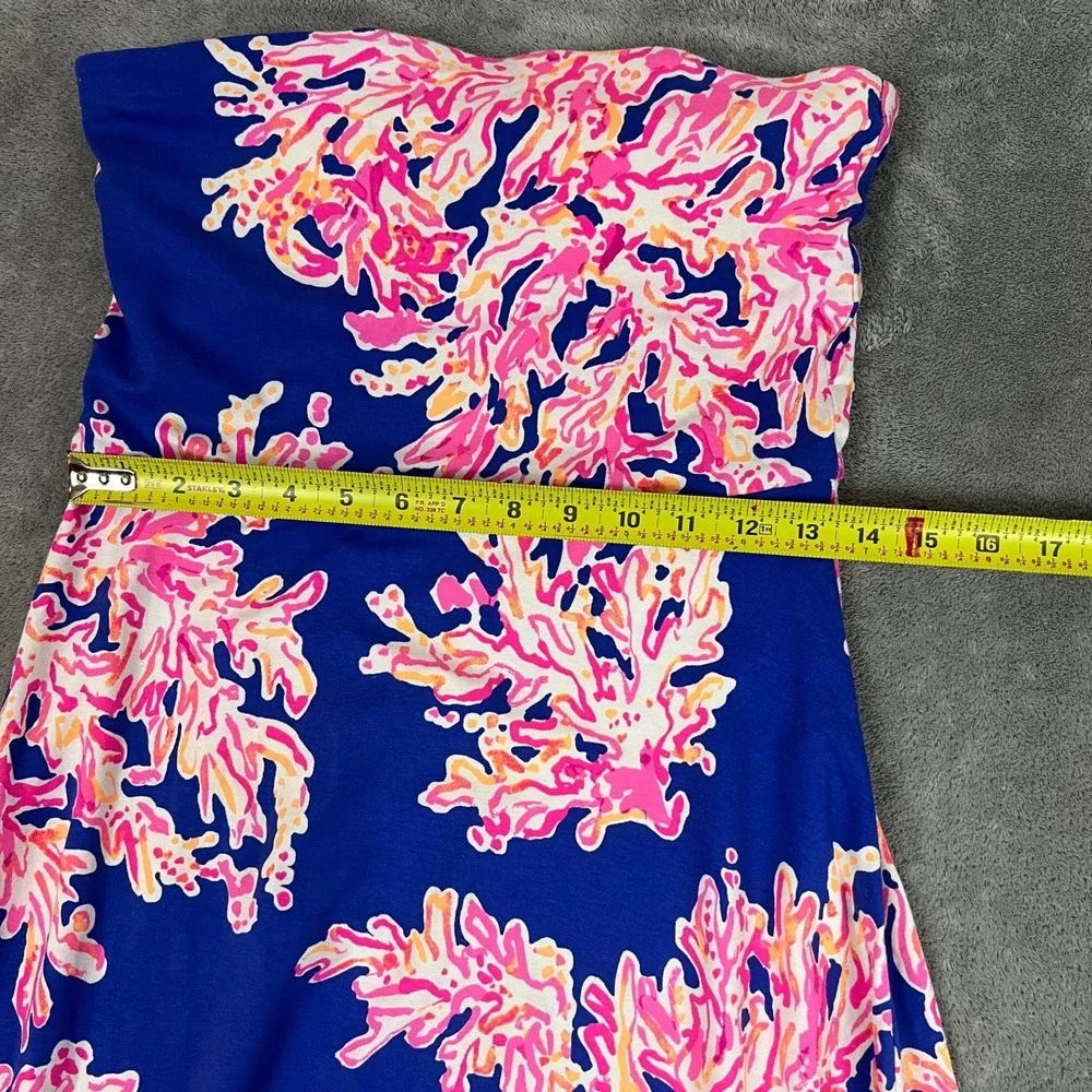 Lilly Pulitzer Loleta Strapless Midi Dress Womens M Floral Asymetrical Hem - Picture 4 of 10